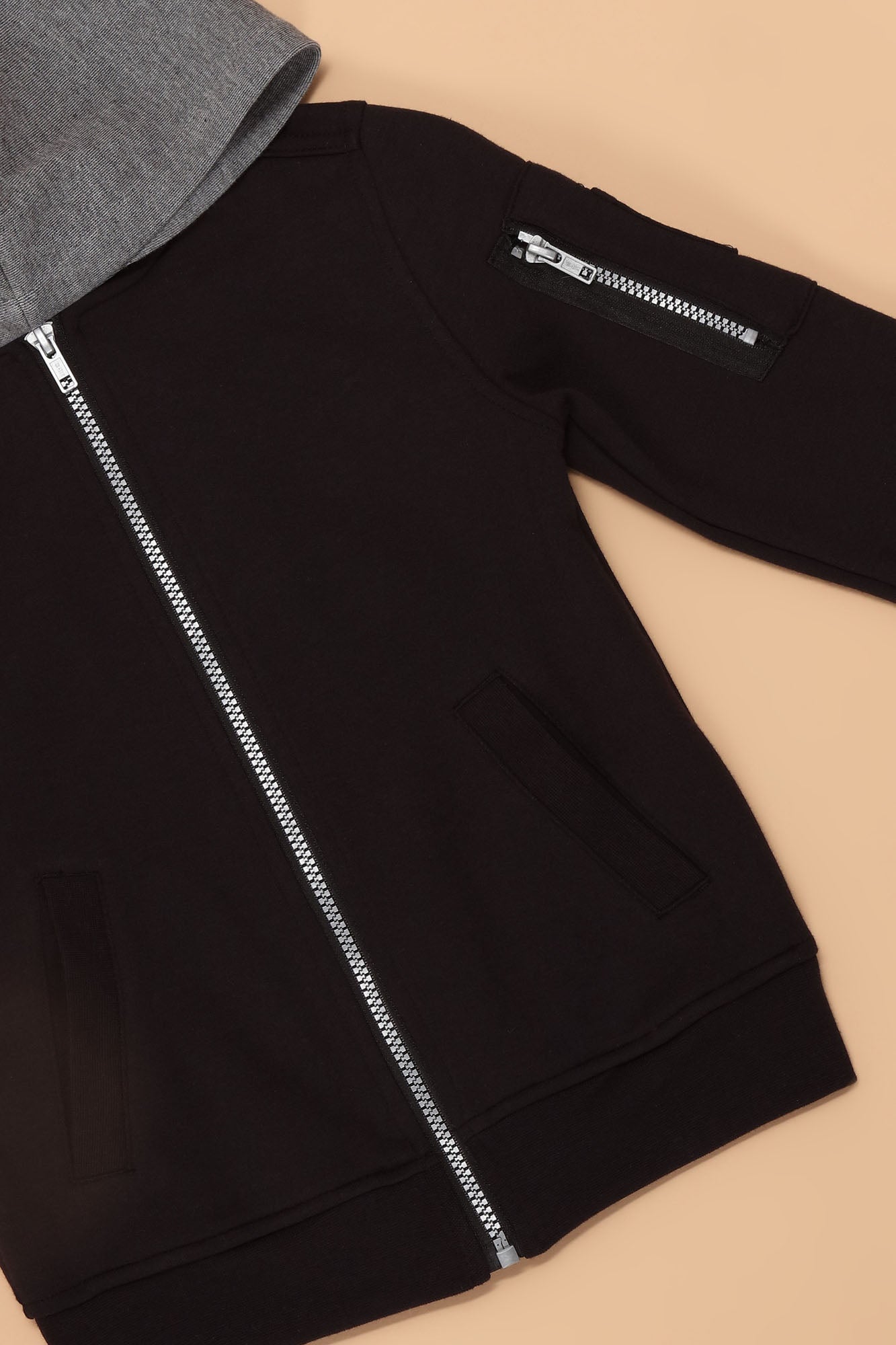 منی اسے ٹھنڈا ہڈڈ بمبار جیکٹ رکھیں - سیاہ/گرے