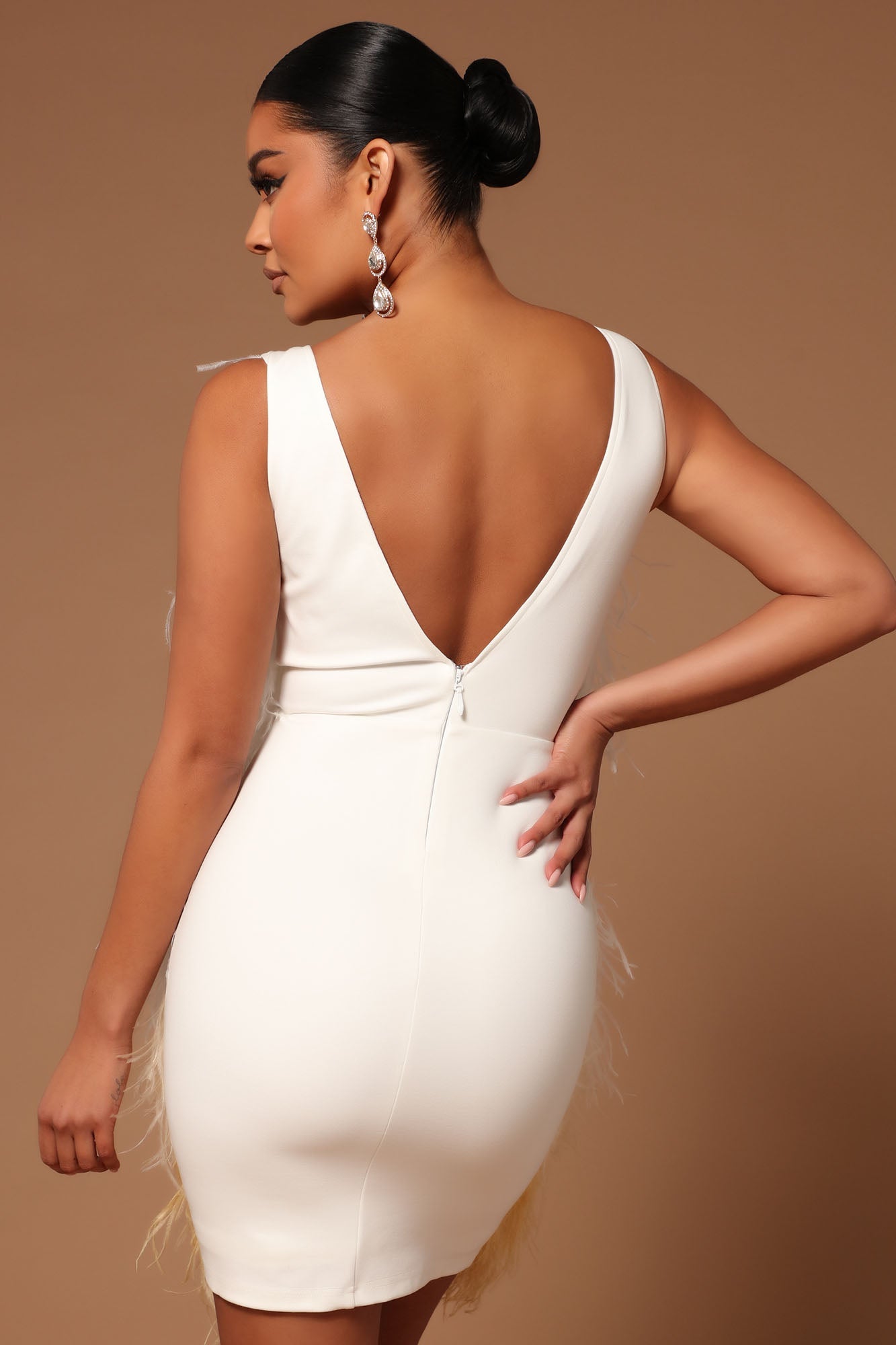 Jackie Feather Mini -Kleid - Weiß/Gold