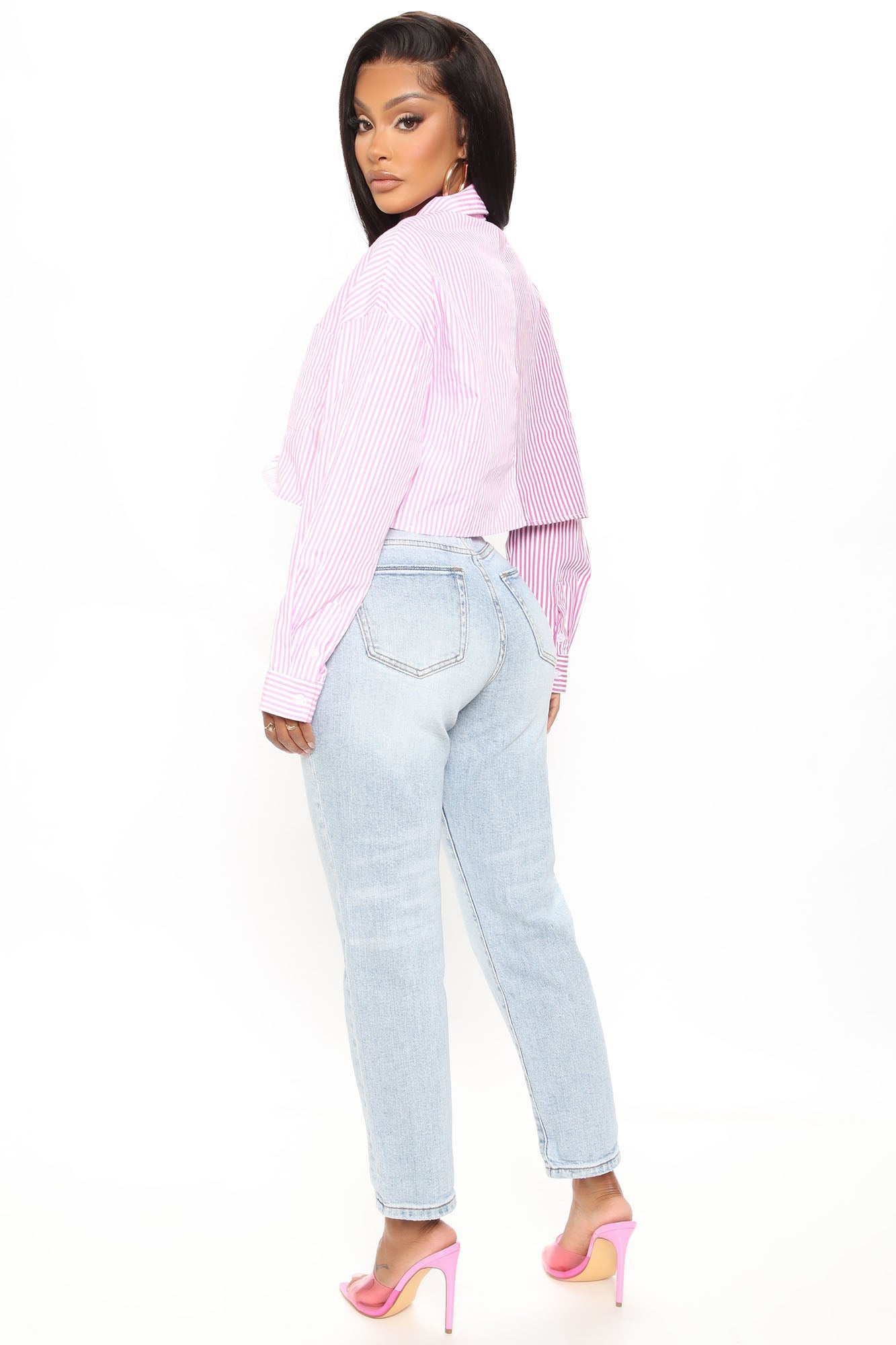 Justina Cropped Hemd - Pink/Pink