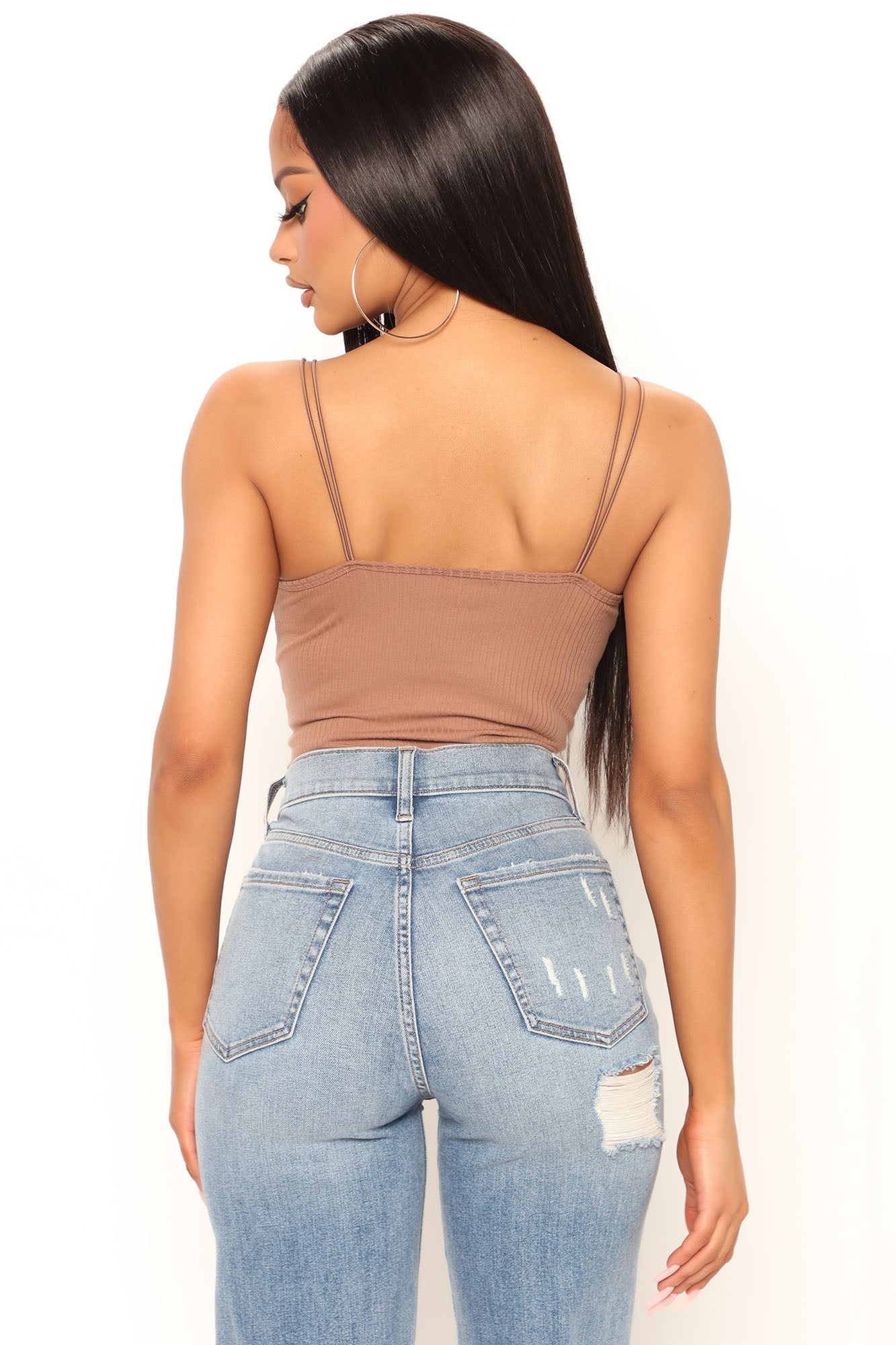 Rachelle Riemchenbodysuit - Mokka