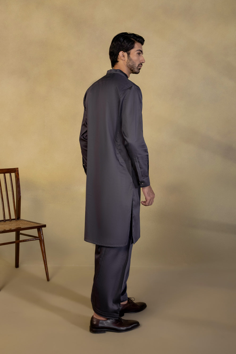 Embroidered Cotton Satin Suit