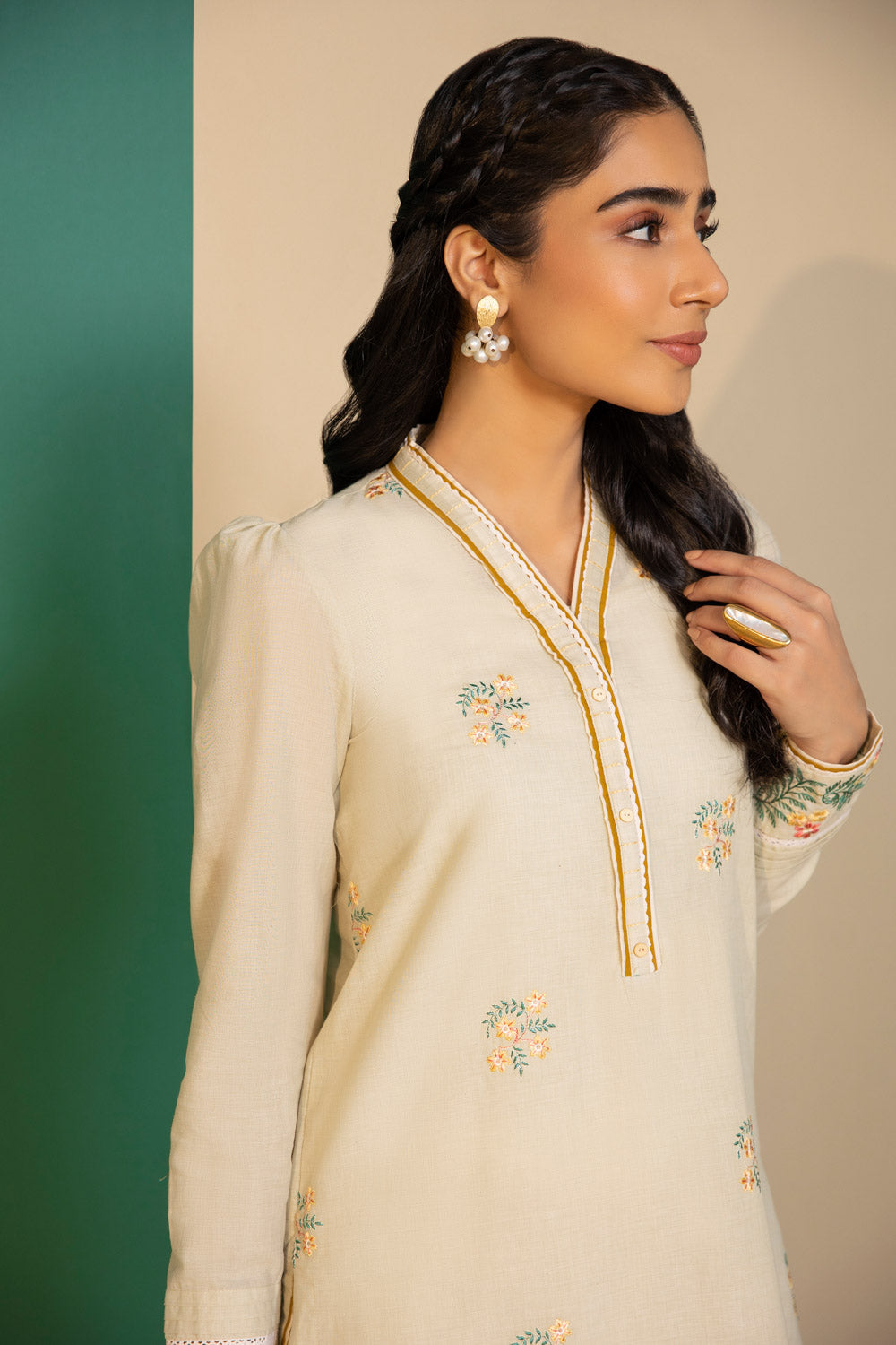 Embroidered Mélange Shirt