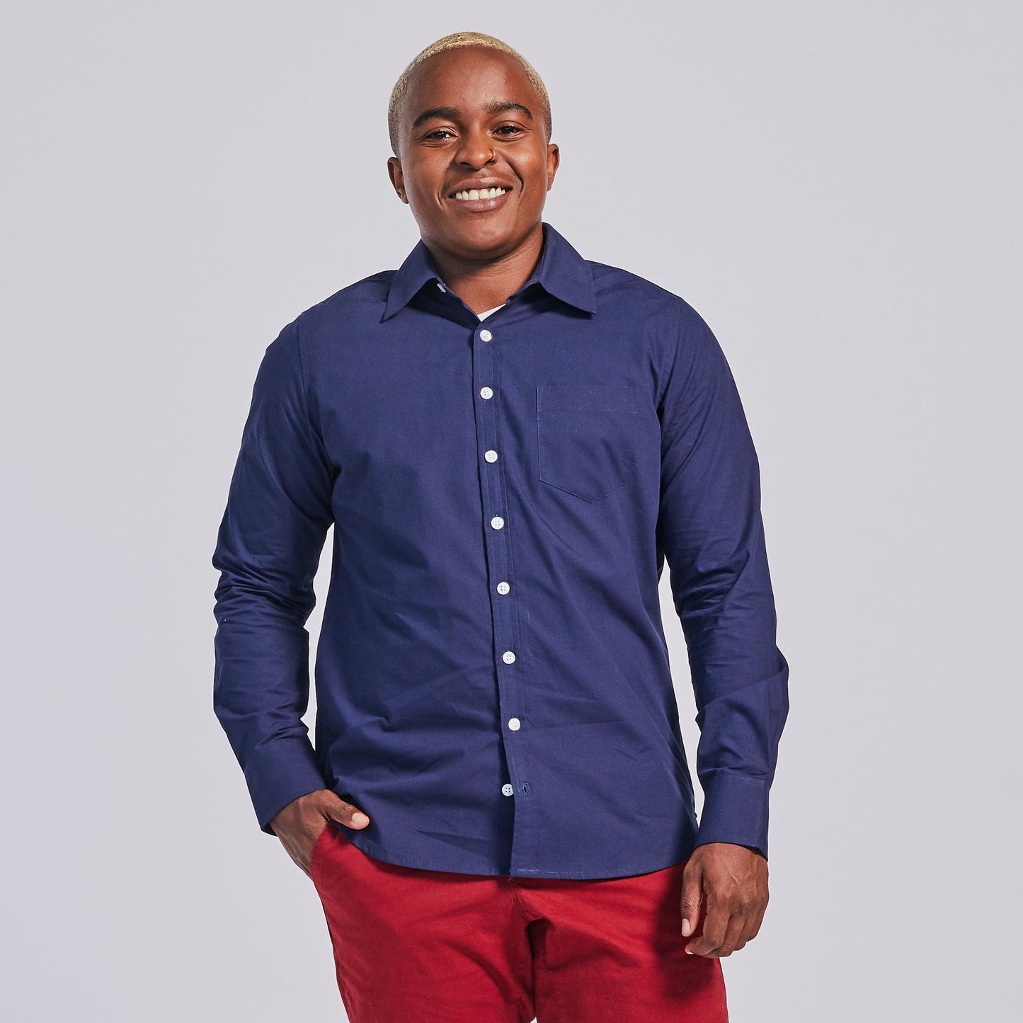 Navy Point Collar Shirt
