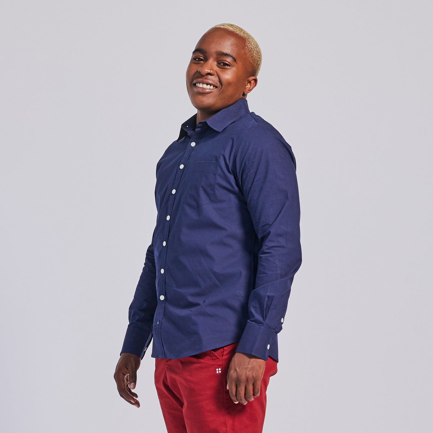 Navy Point Collar Shirt