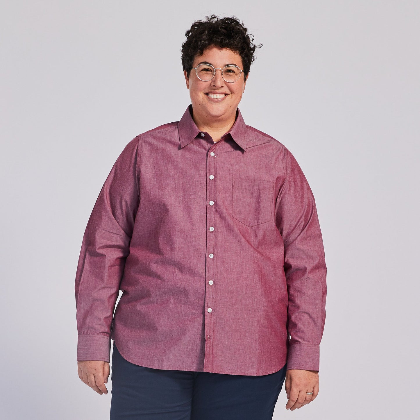 Red Chambray Point Collar Shirt