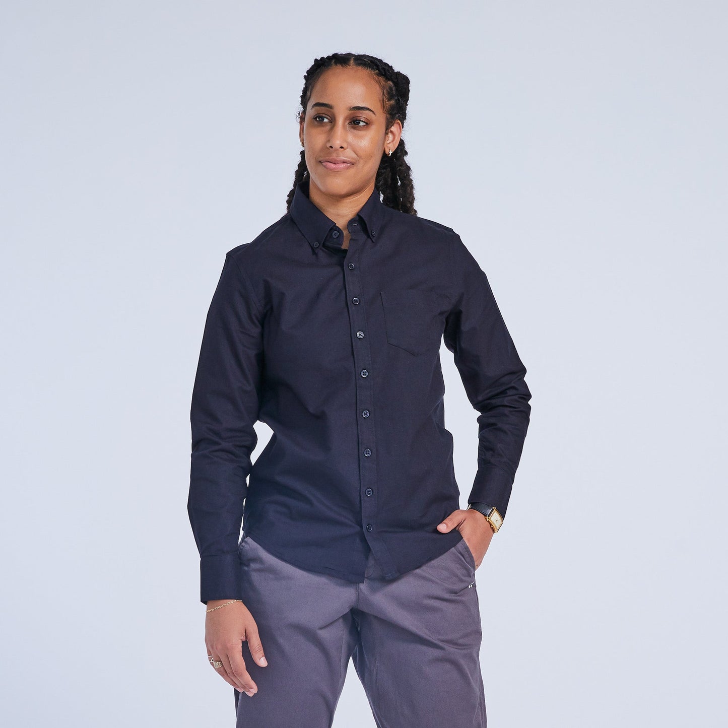 Schwarzes Oxford-Hemd