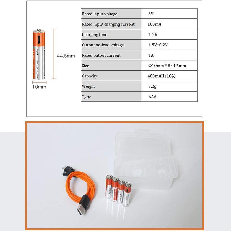 USB ریچارج ایبل بیٹریاں (4 پی سی)