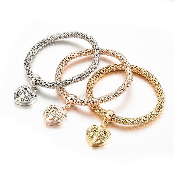 "Tree of Life" Heart Edition Charm Armband mit österreichischen Kristallen