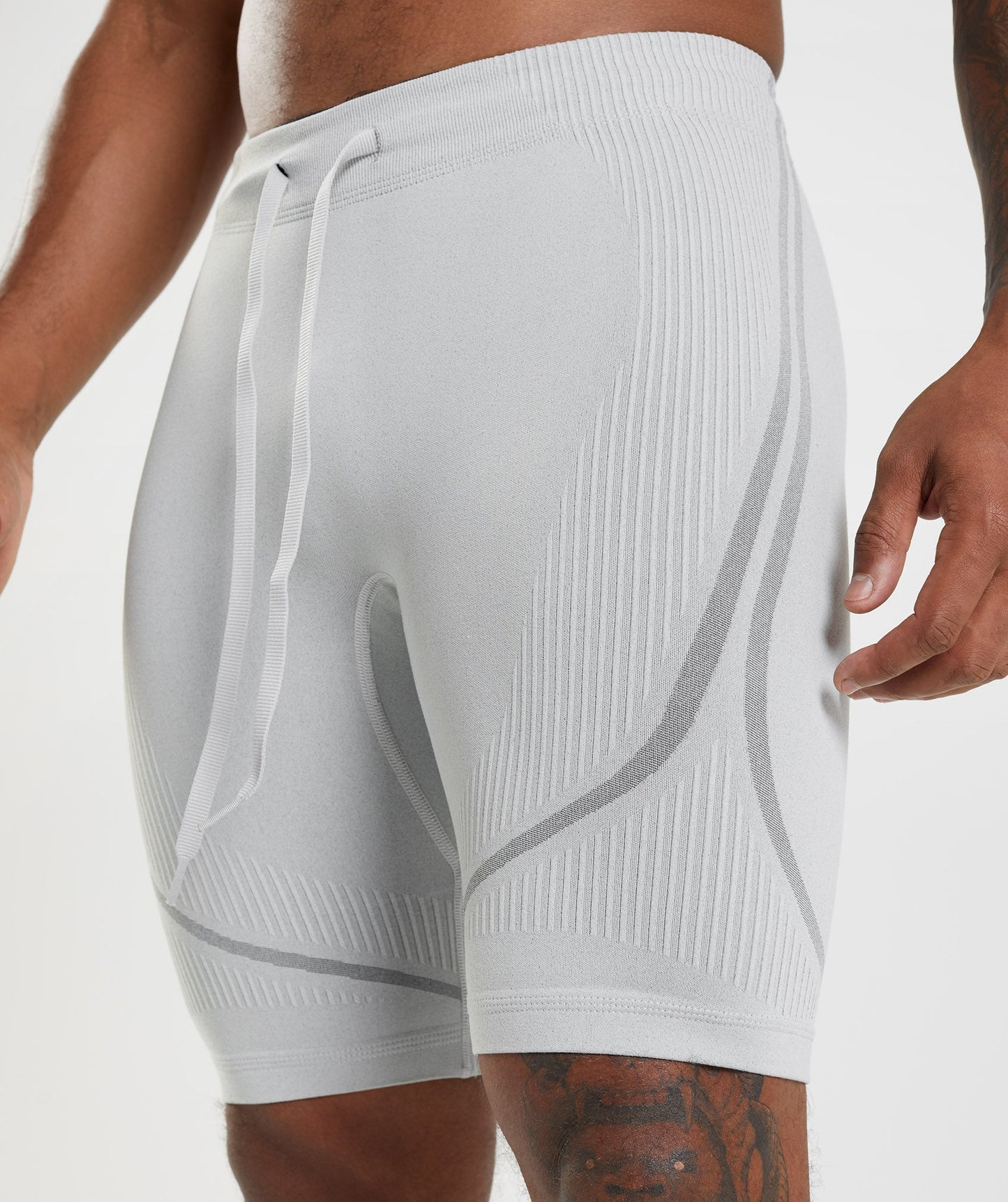 Gymshark 315 Seamless 1/2 Shorts - Light Grey/Charcoal Grey
