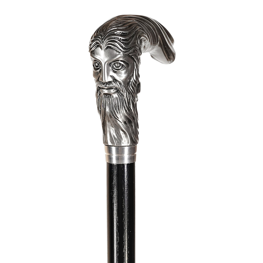 Zeus Chrome Artisan Intricate Handcarved Cane