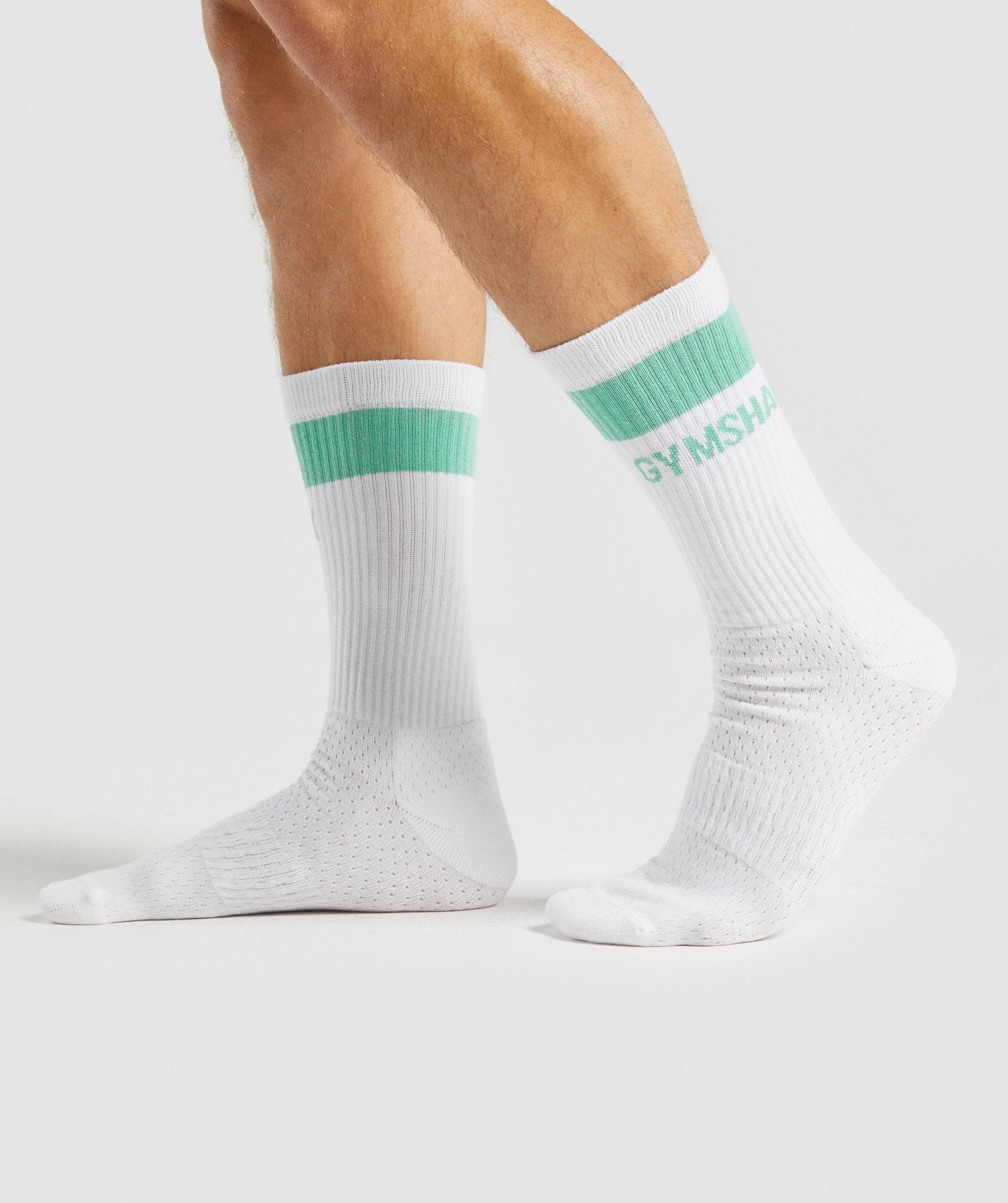 Gymshark Premium Logo Crew Socken 1pk - Weiß/hellgrün