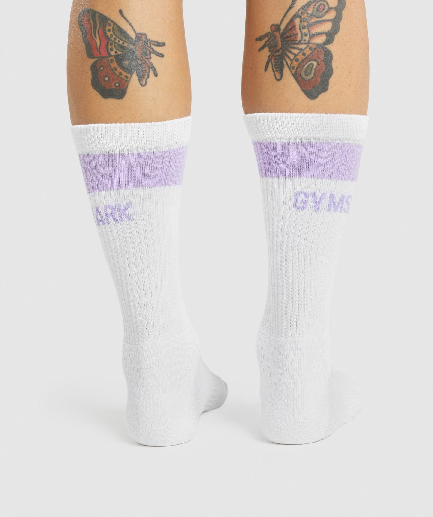 Gymshark Premium Logo Crew Socken 1pk - Weiß/hellpurpur