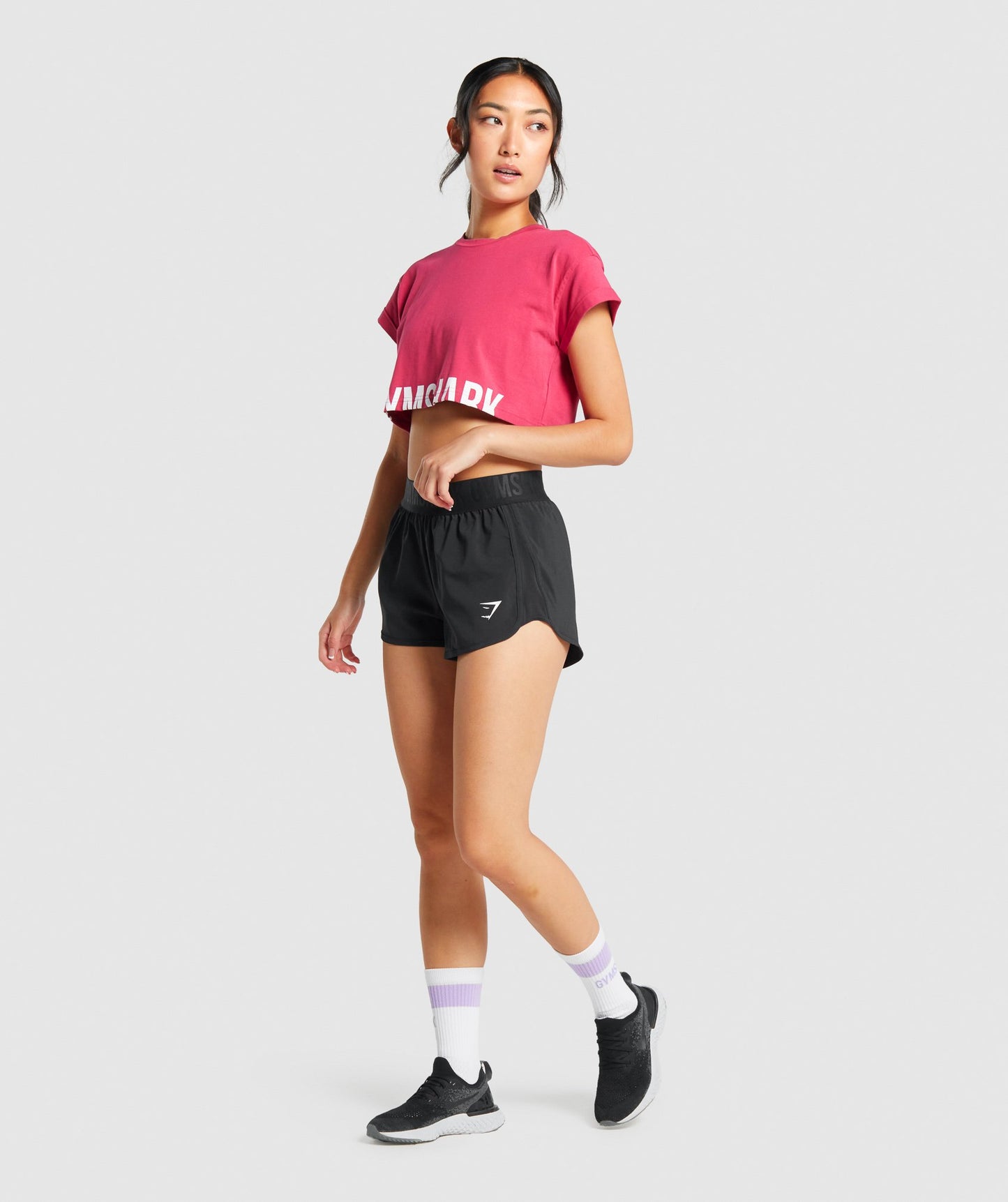 Gymshark Premium Logo Crew Socken 1pk - Weiß/hellpurpur