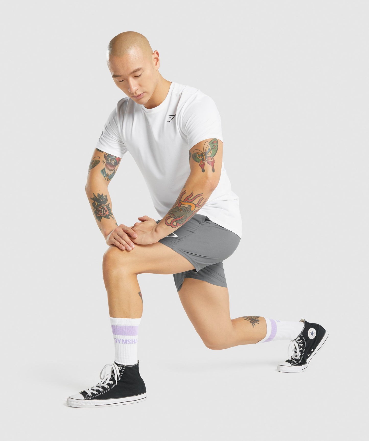 Gymshark Premium Logo Crew Socken 1pk - Weiß/hellpurpur