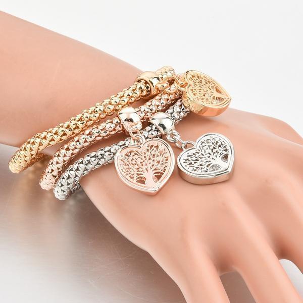 "Tree of Life" Heart Edition Charm Armband mit österreichischen Kristallen