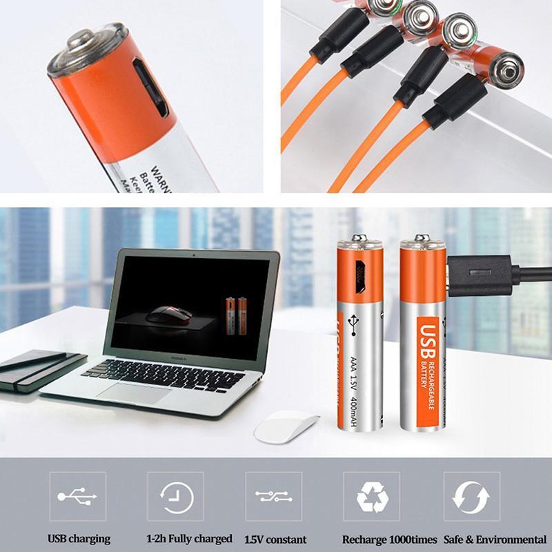 USB ریچارج ایبل بیٹریاں (4 پی سی)