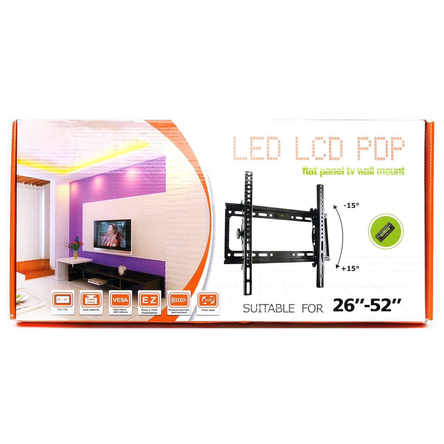 58-TM2250 26-52TV वॉल माउंट एडज.110lbs"