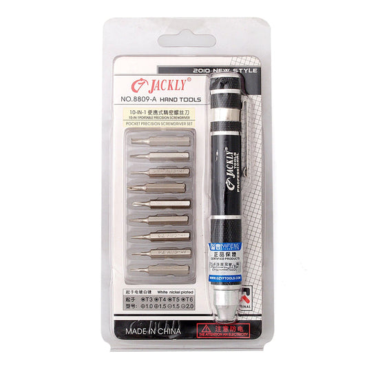 59-JK8809A 10 पीस इन 1 स्क्रूड्राइवर काला