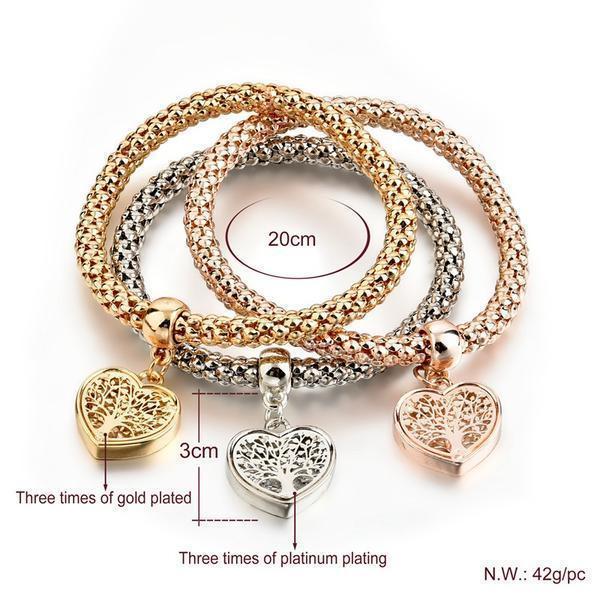 "Tree of Life" Heart Edition Charm Armband mit österreichischen Kristallen