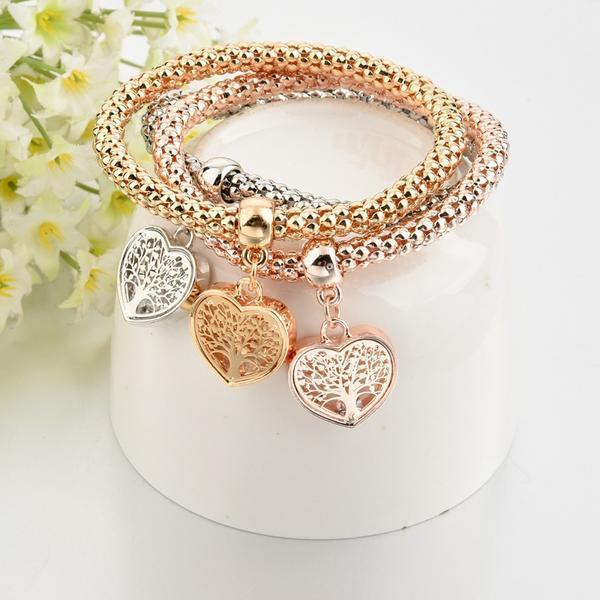 "Tree of Life" Heart Edition Charm Armband mit österreichischen Kristallen