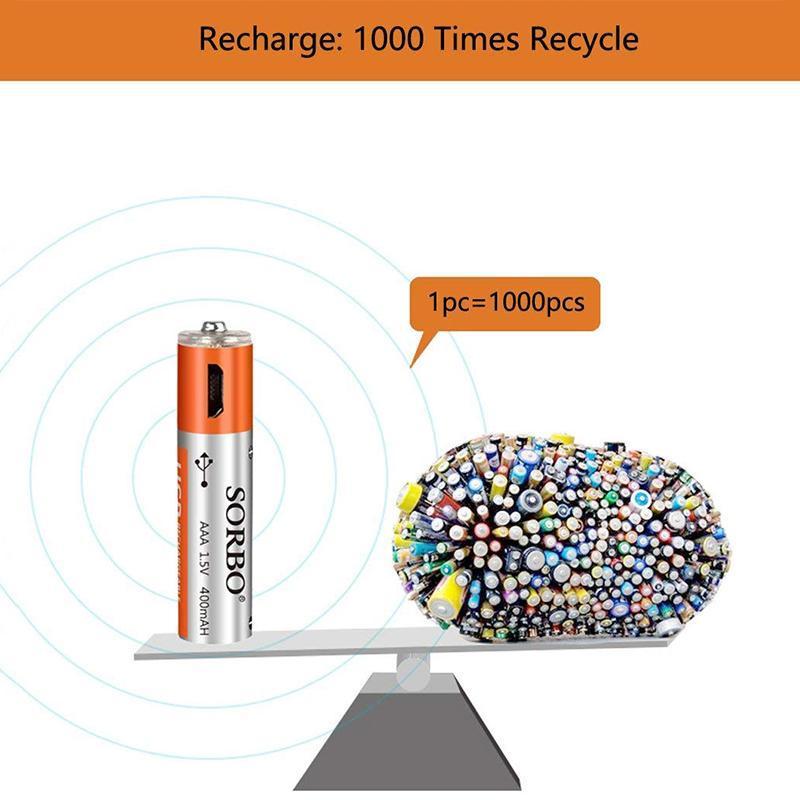 USB ریچارج ایبل بیٹریاں (4 پی سی)