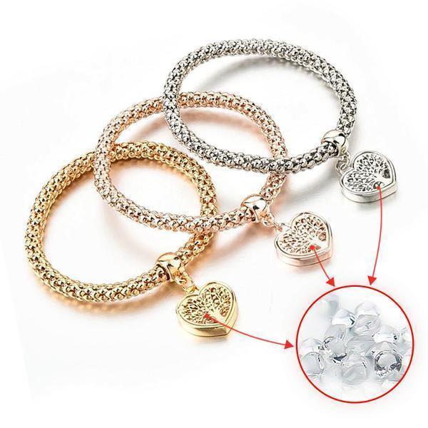 "Tree of Life" Heart Edition Charm Armband mit österreichischen Kristallen