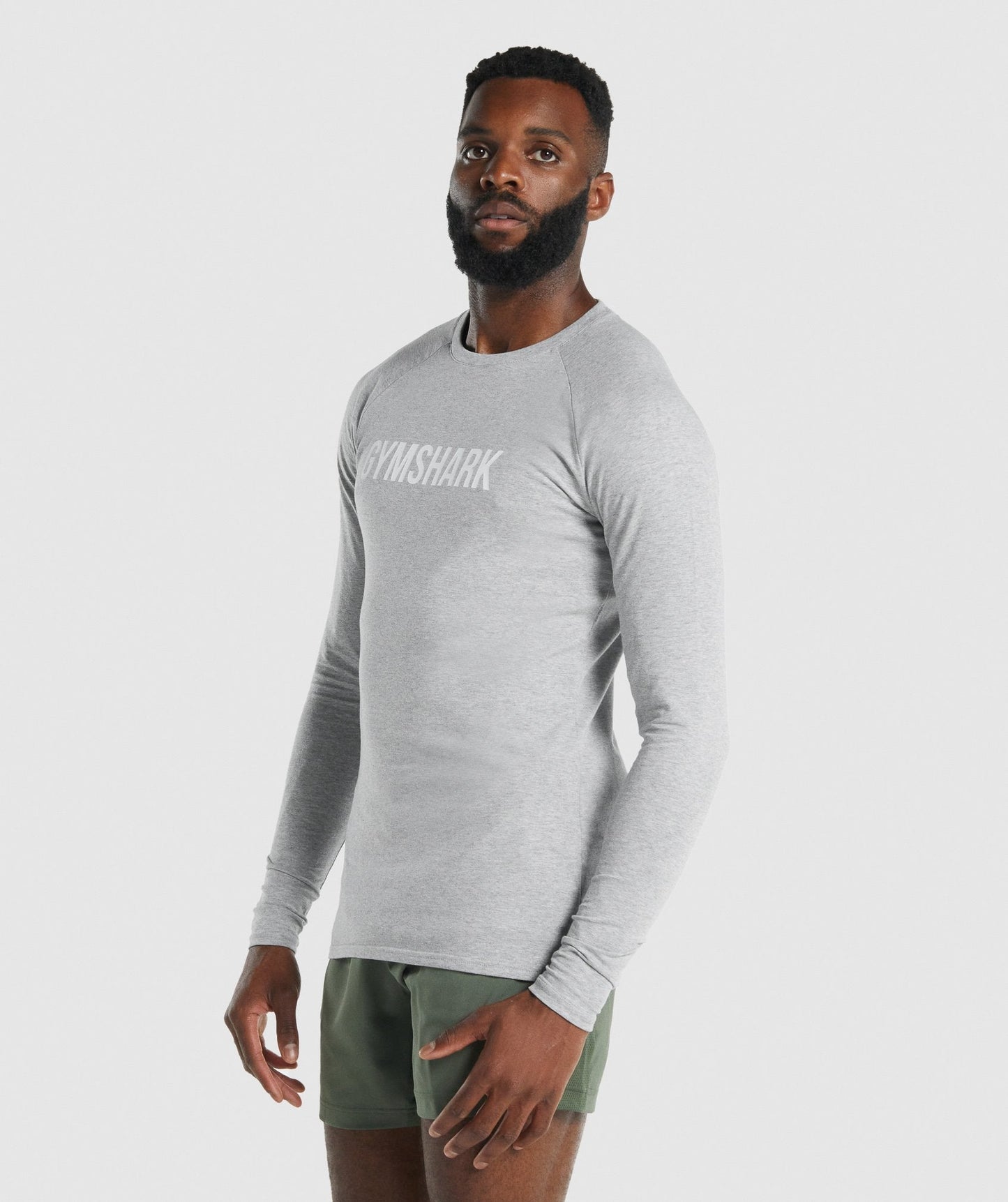 Gymshark Apollo Langarm T -Shirt - hellgraue Mergel