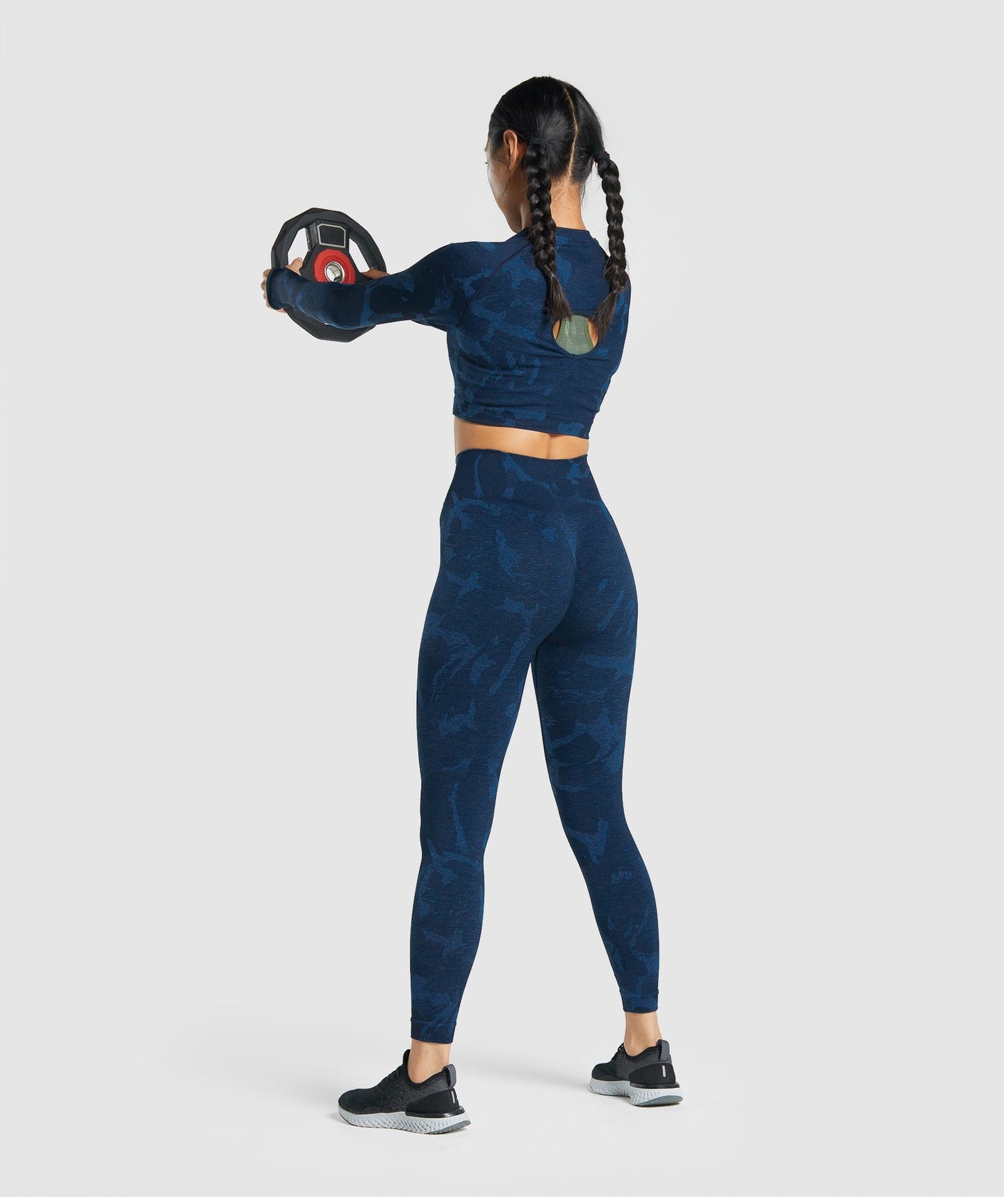 Gymshark Adapt Camo Seamless Long Sleeve Crop Top - Savanna | Navy