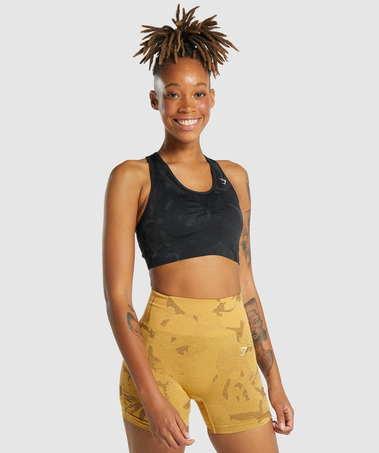 Gymshark Adapt Camo Seamless Racer Back Sports BH - Savanna | Schwarz