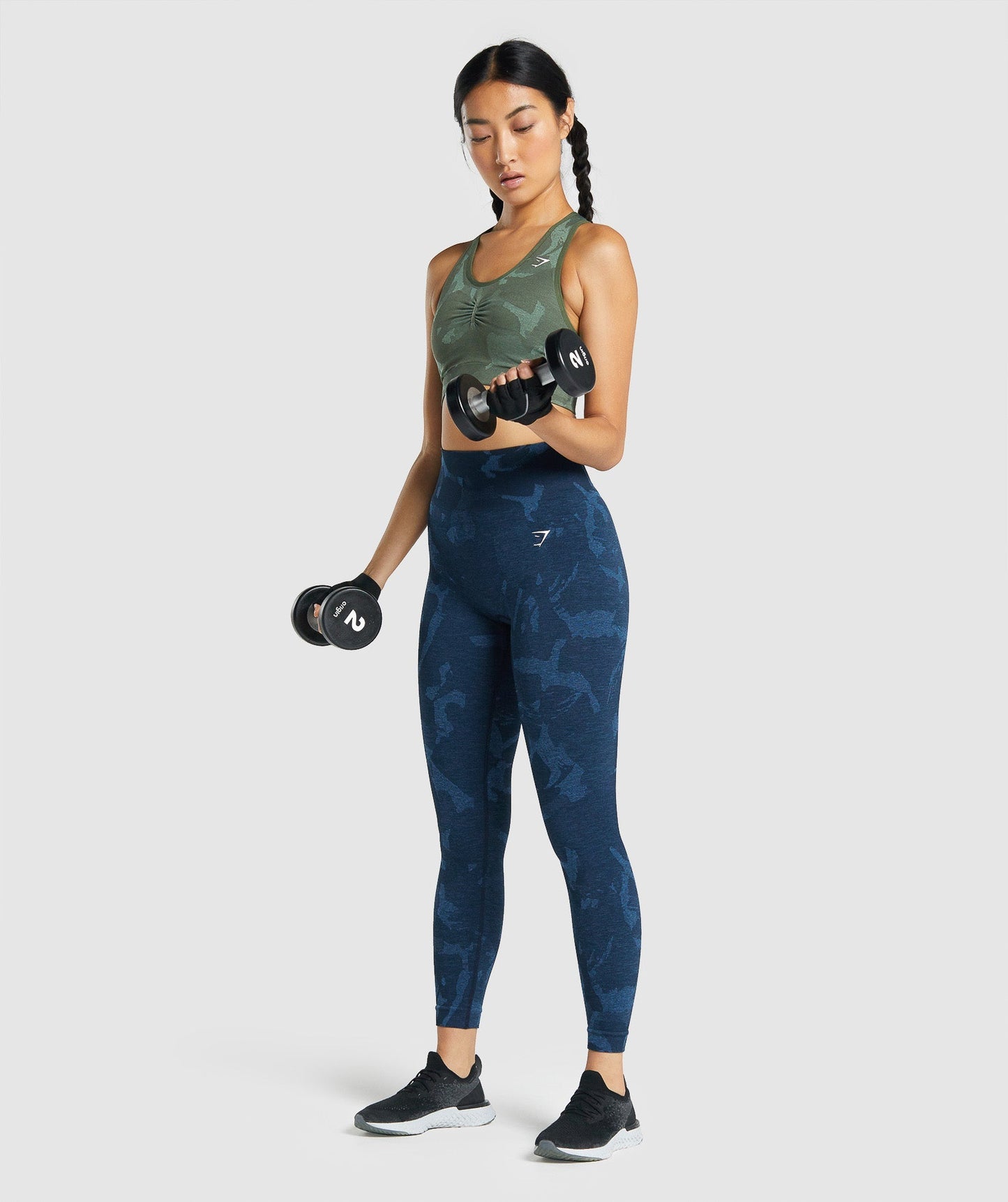 Gymshark Adapt Camo Seamless Racer Back Sports BH - Savanna | Grün