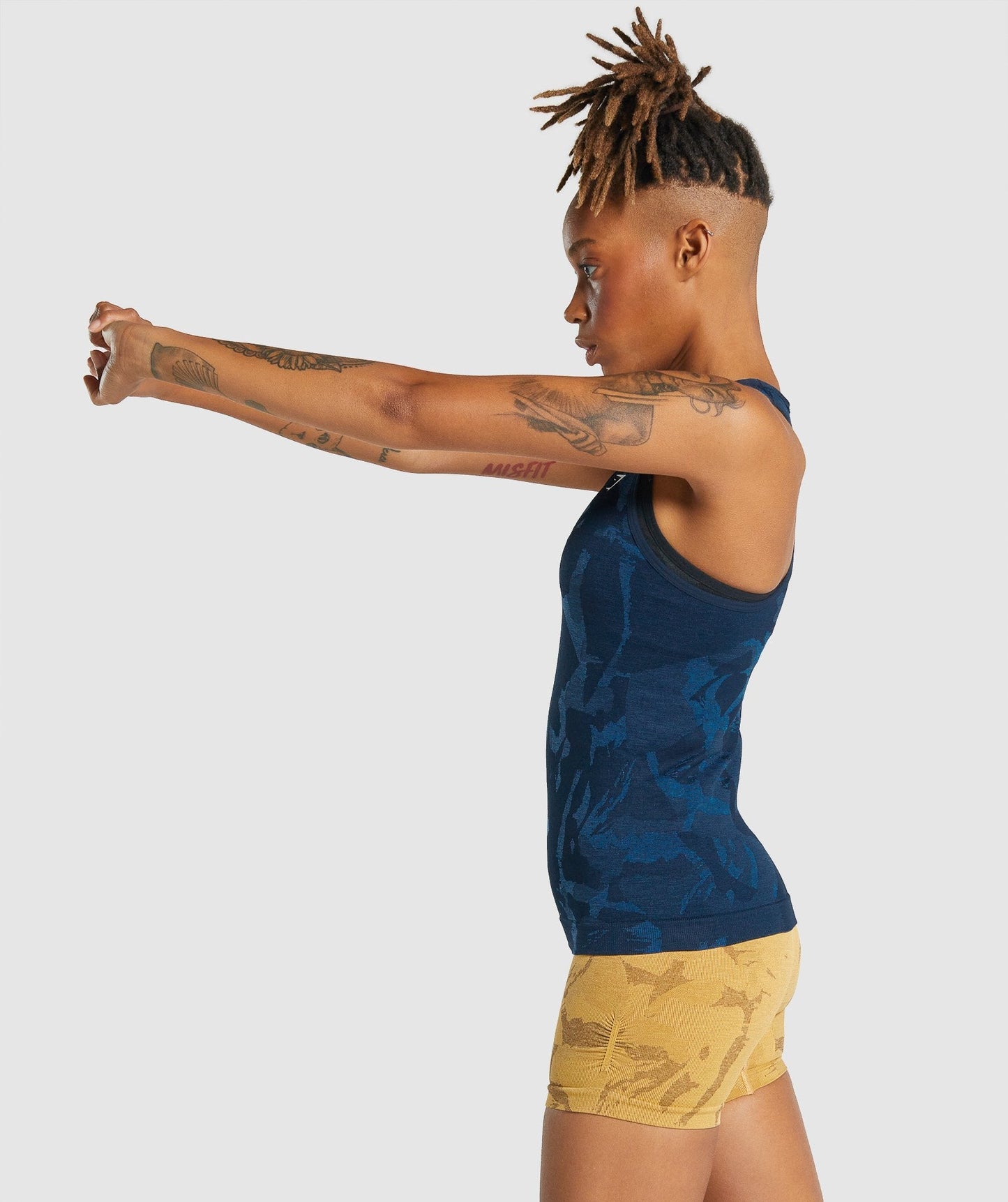 Gymshark Adapt Camo Seamless Tank - Savanna | Navy