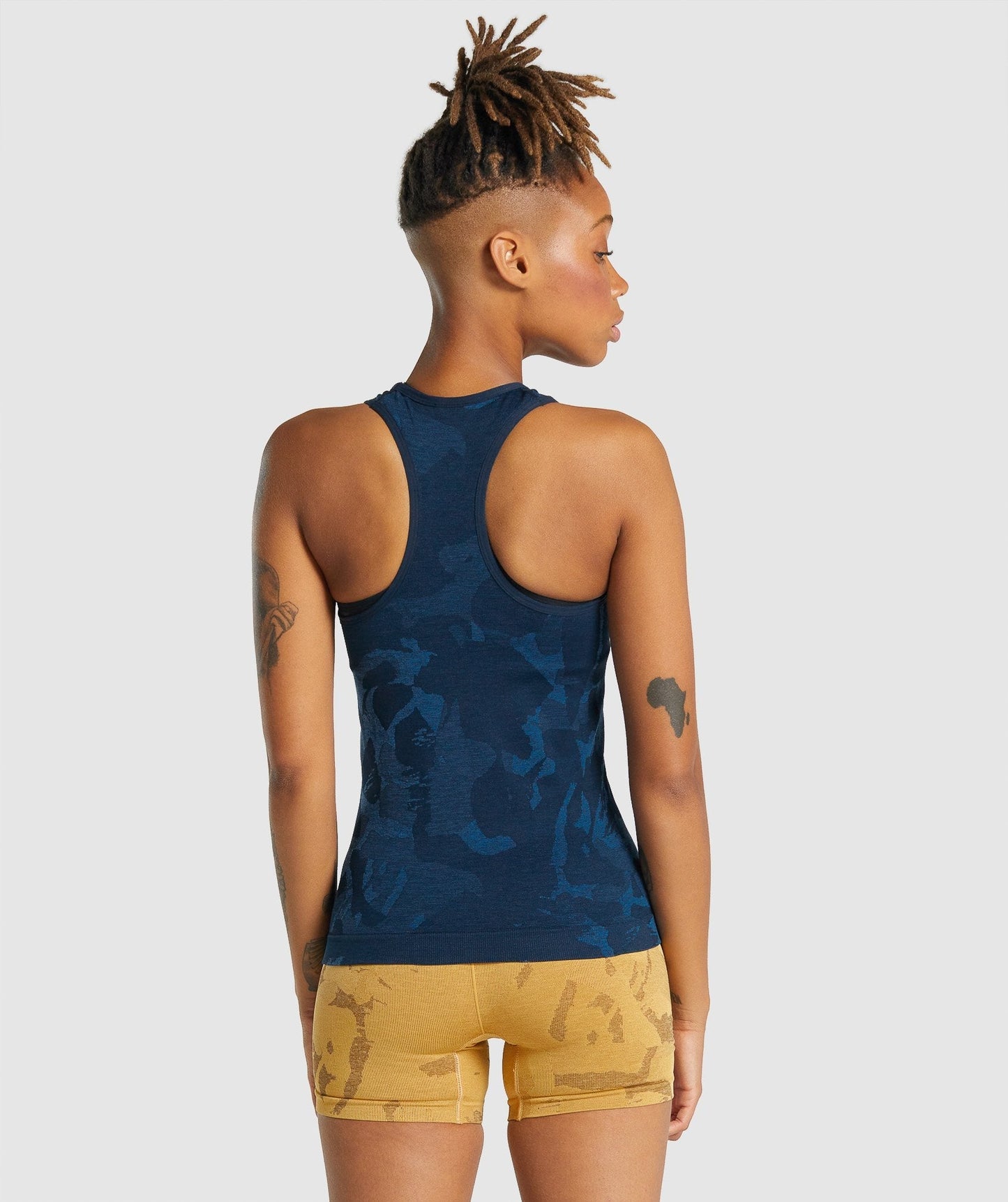 Gymshark Adapt Camo Seamless Tank - Savanna | Navy