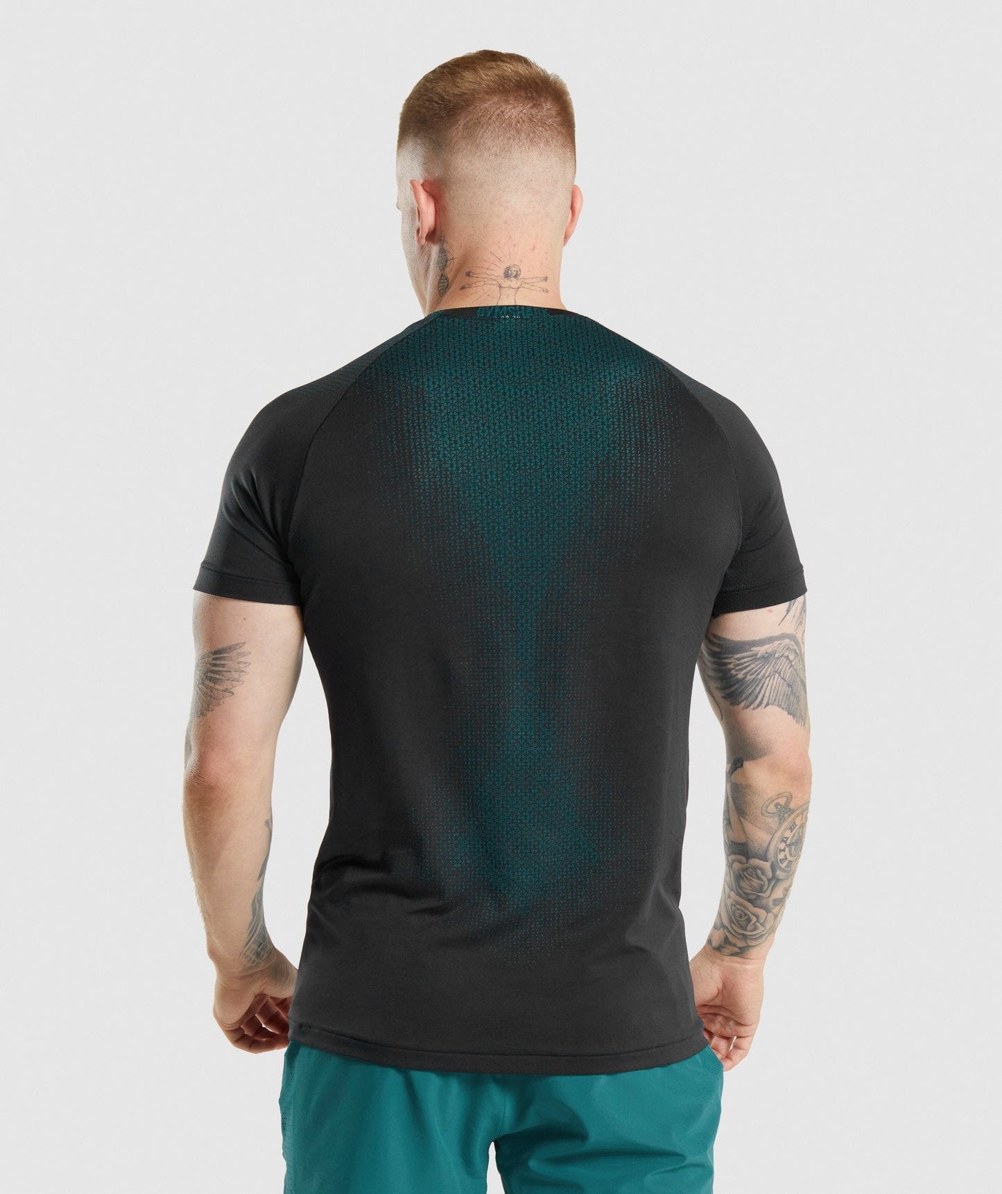 Gymshark Apex Kontrast T -Shirt - Schwarz/Blaugrün