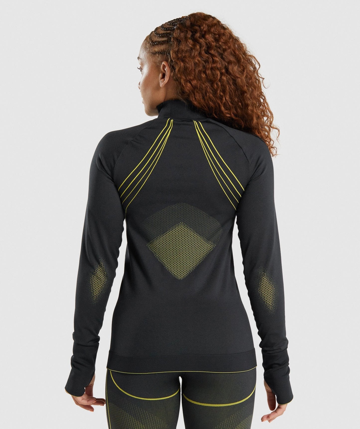 Gymshark Apex nahtlos 1/4 Reißverschluss - Schwarz/Gelb