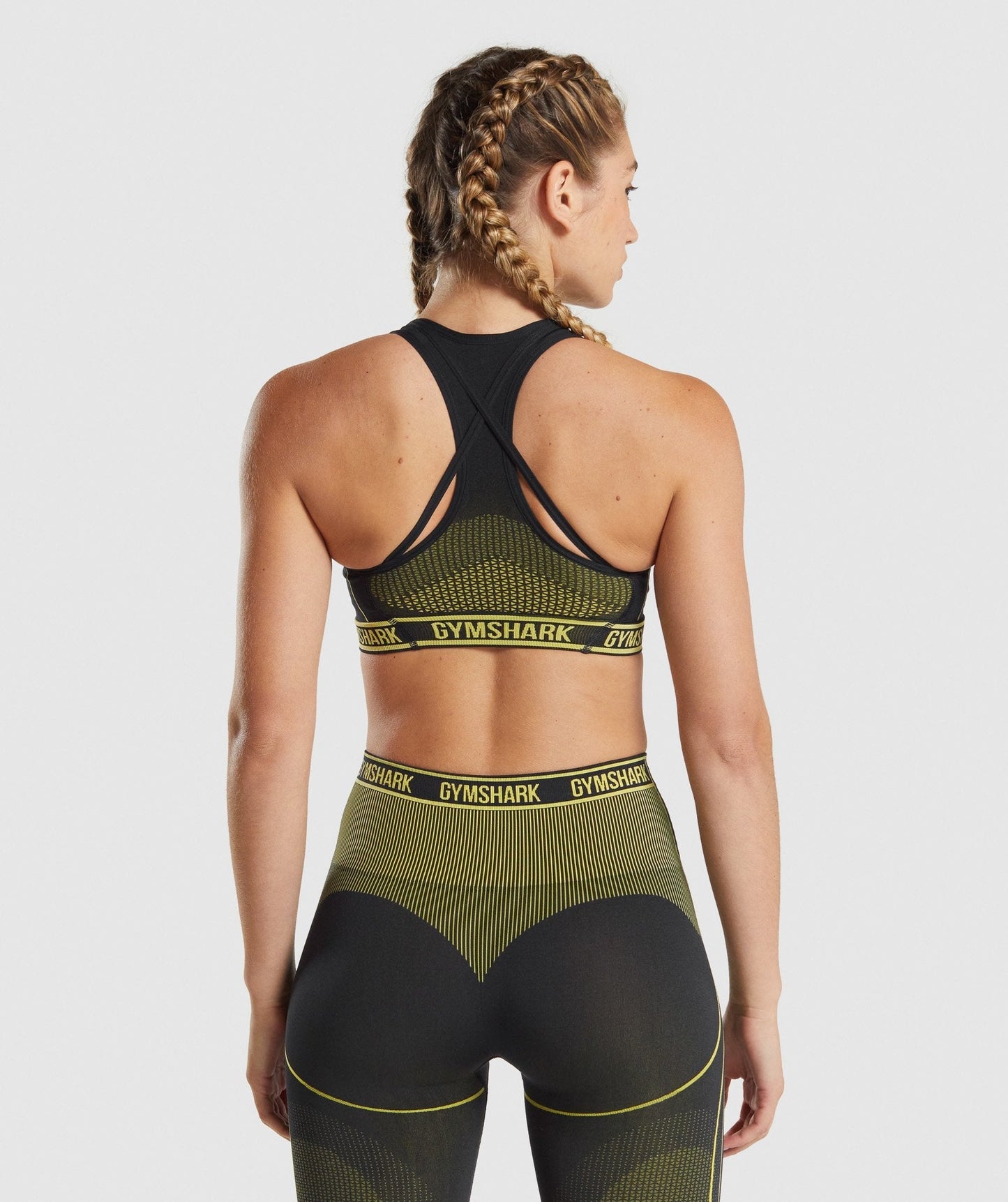 Gymshark Apex nahtloser Sport -BH - Schwarz/Gelb