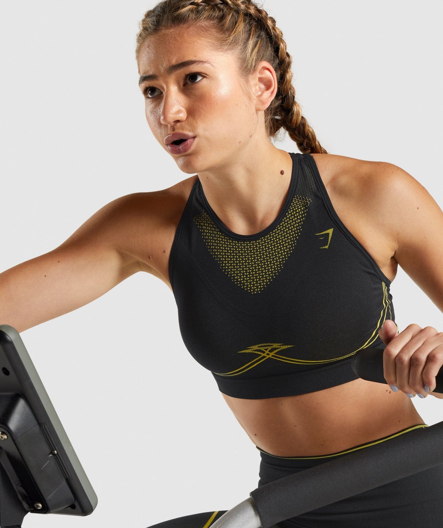 Gymshark Apex nahtloser Sport -BH - Schwarz/Gelb
