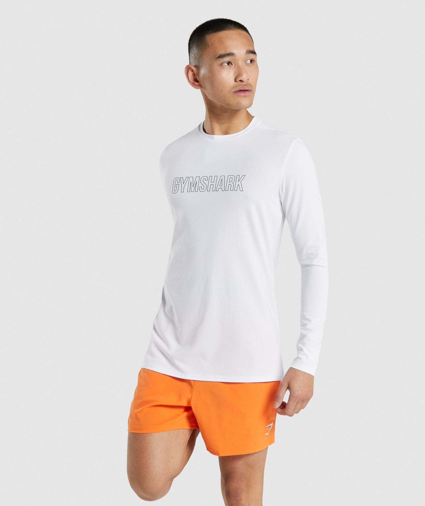 Gymshark Ankunft Grafik Langarm T -Shirt - Weiß
