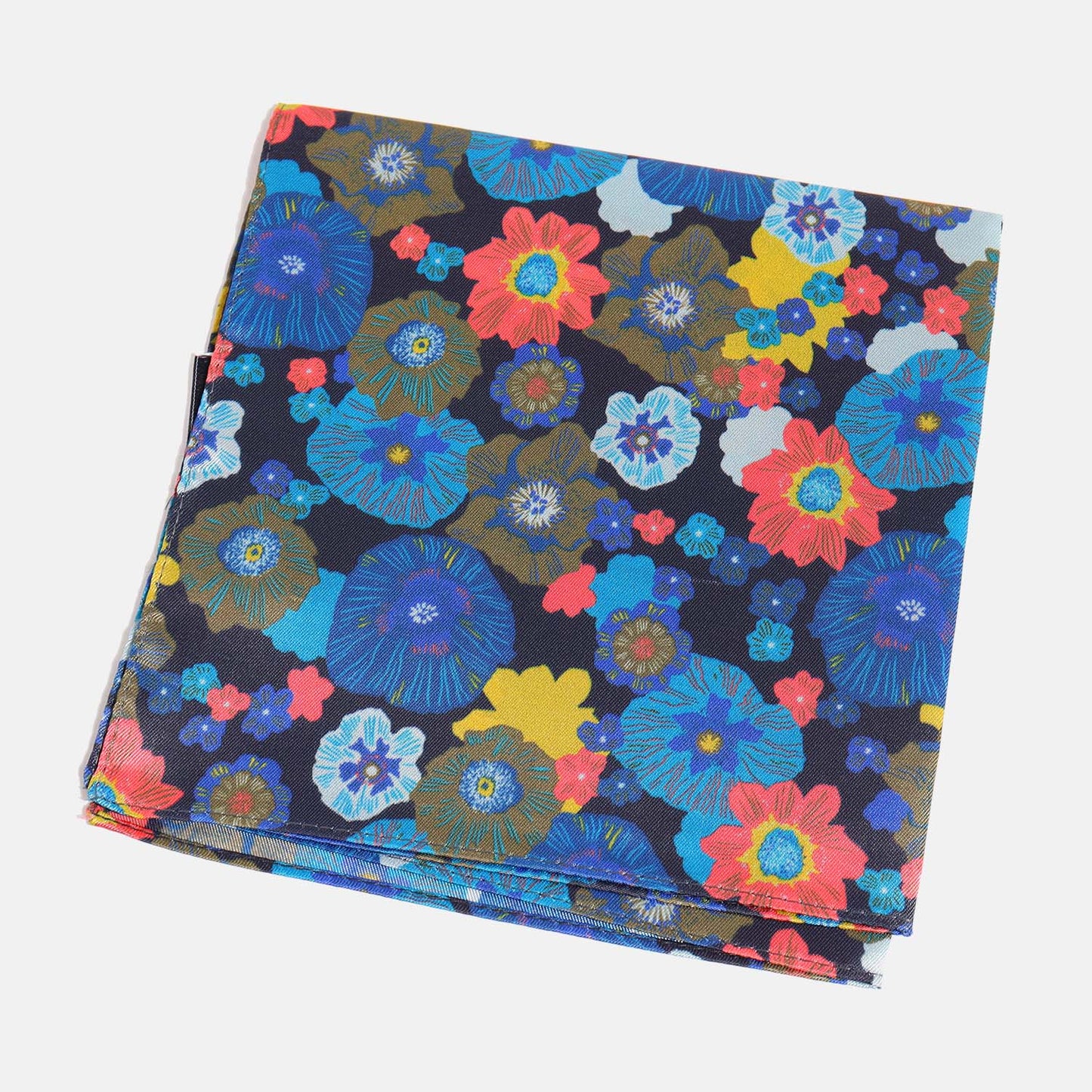 Blue Floral Print Pocket Square