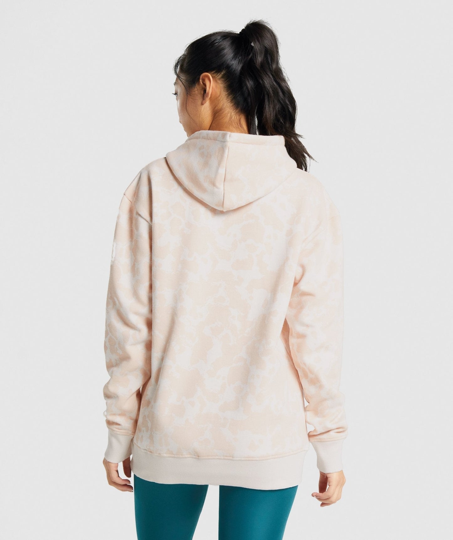 Gymshark Camo Grafik übergroßer Hoodie - Creme/Hellbraun