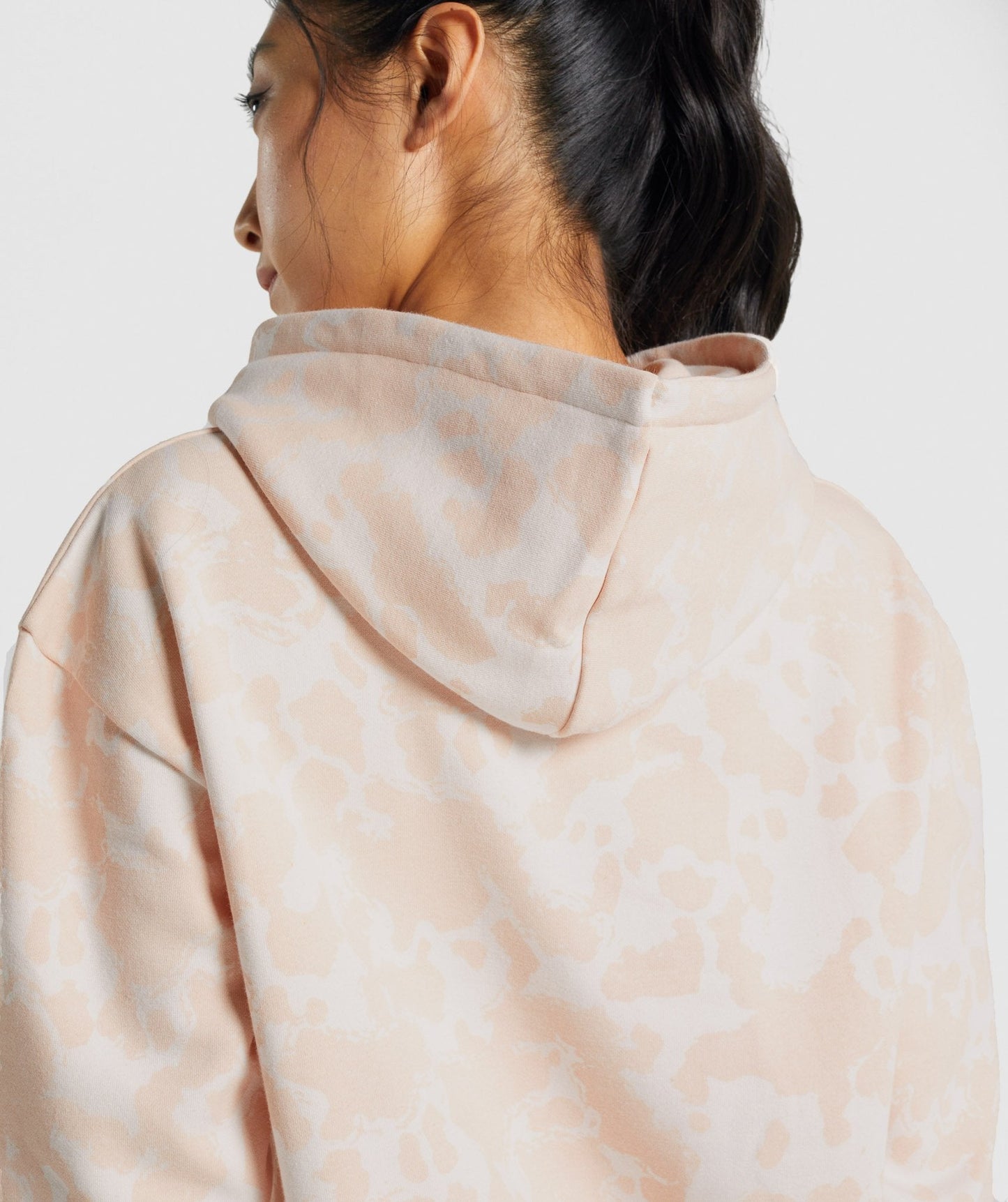 Gymshark Camo Grafik übergroßer Hoodie - Creme/Hellbraun