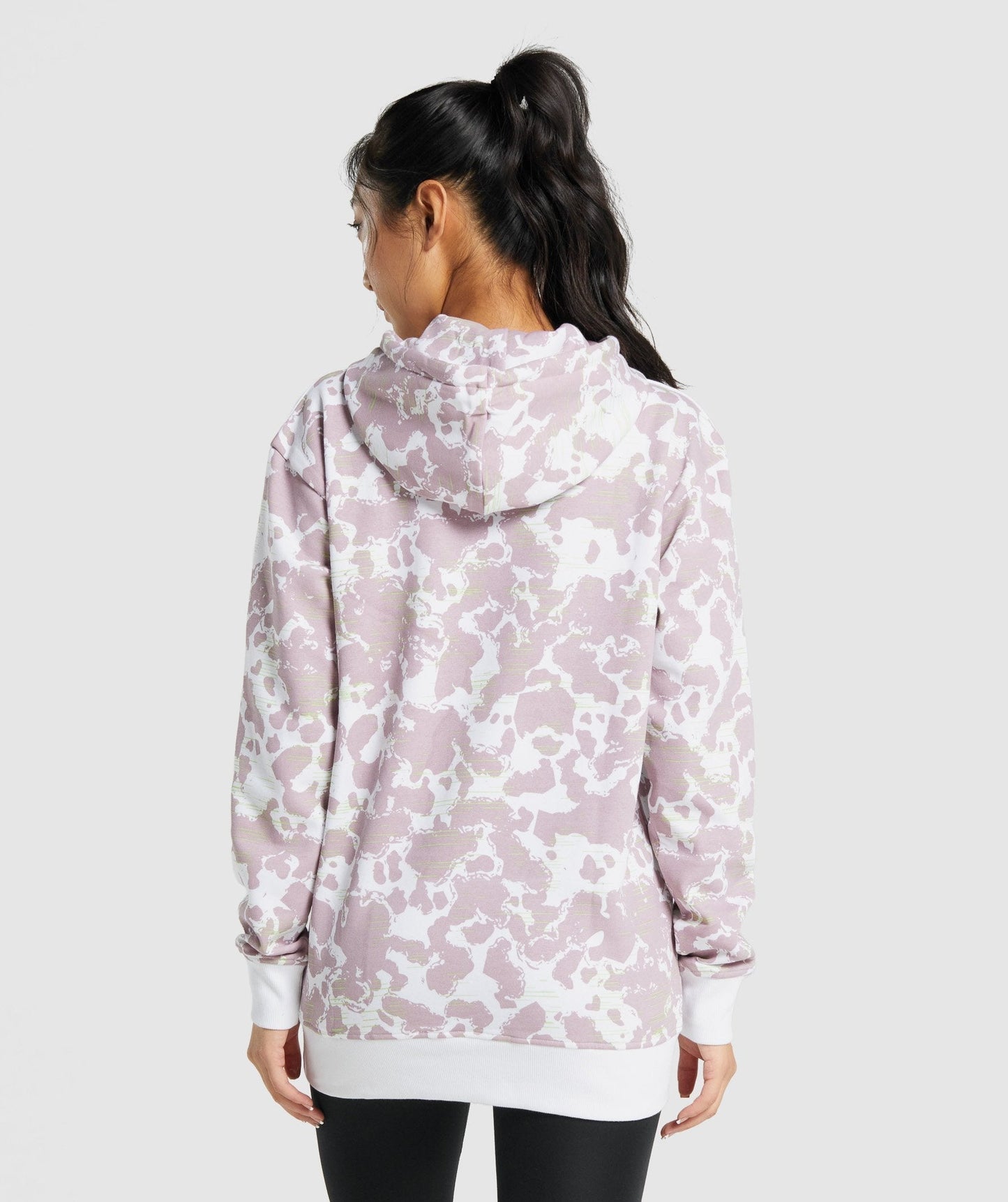 Gymshark Camo Grafik Übergroßer Hoodie - Weiß/Lila Druck