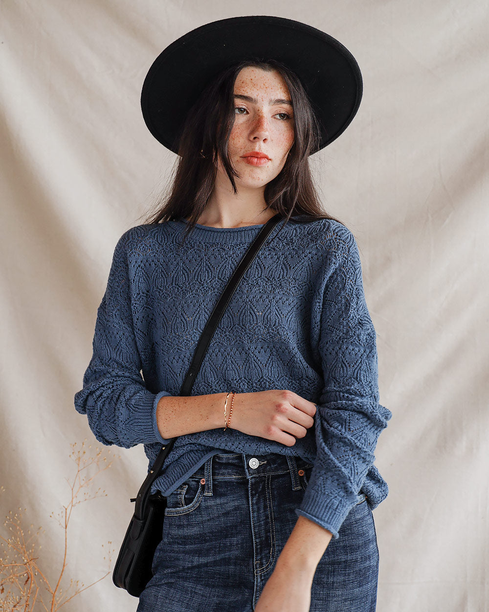 Pullover mit Stehkragen - Blau