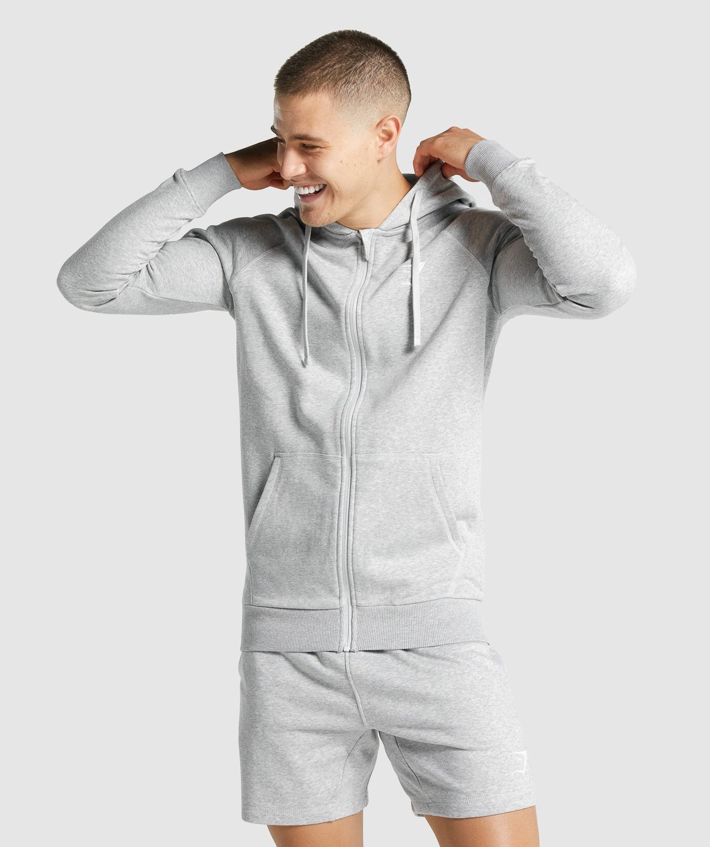 Gymshark Crest Reißverschluss -Hoodie - hellgraue Mergel