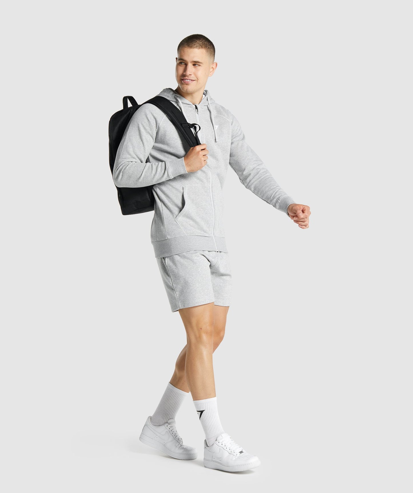 Gymshark Crest Reißverschluss -Hoodie - hellgraue Mergel