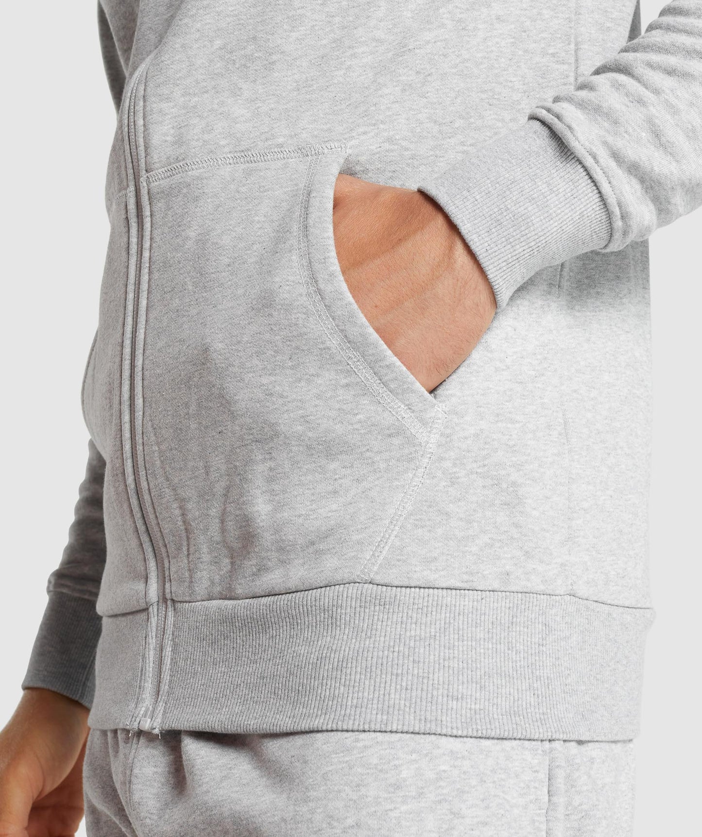 Gymshark Crest Reißverschluss -Hoodie - hellgraue Mergel