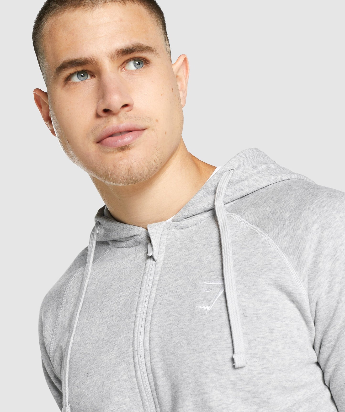 Gymshark Crest Reißverschluss -Hoodie - hellgraue Mergel