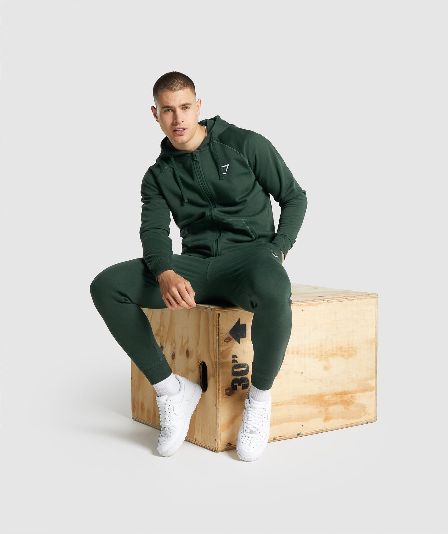 Gymshark Crest Zip Up Hoodie - Dunkelgrün