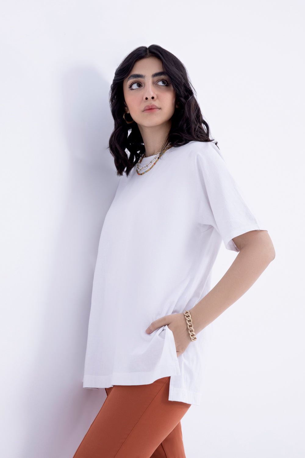 Oversized Cotton T-Shirt With Side Slits