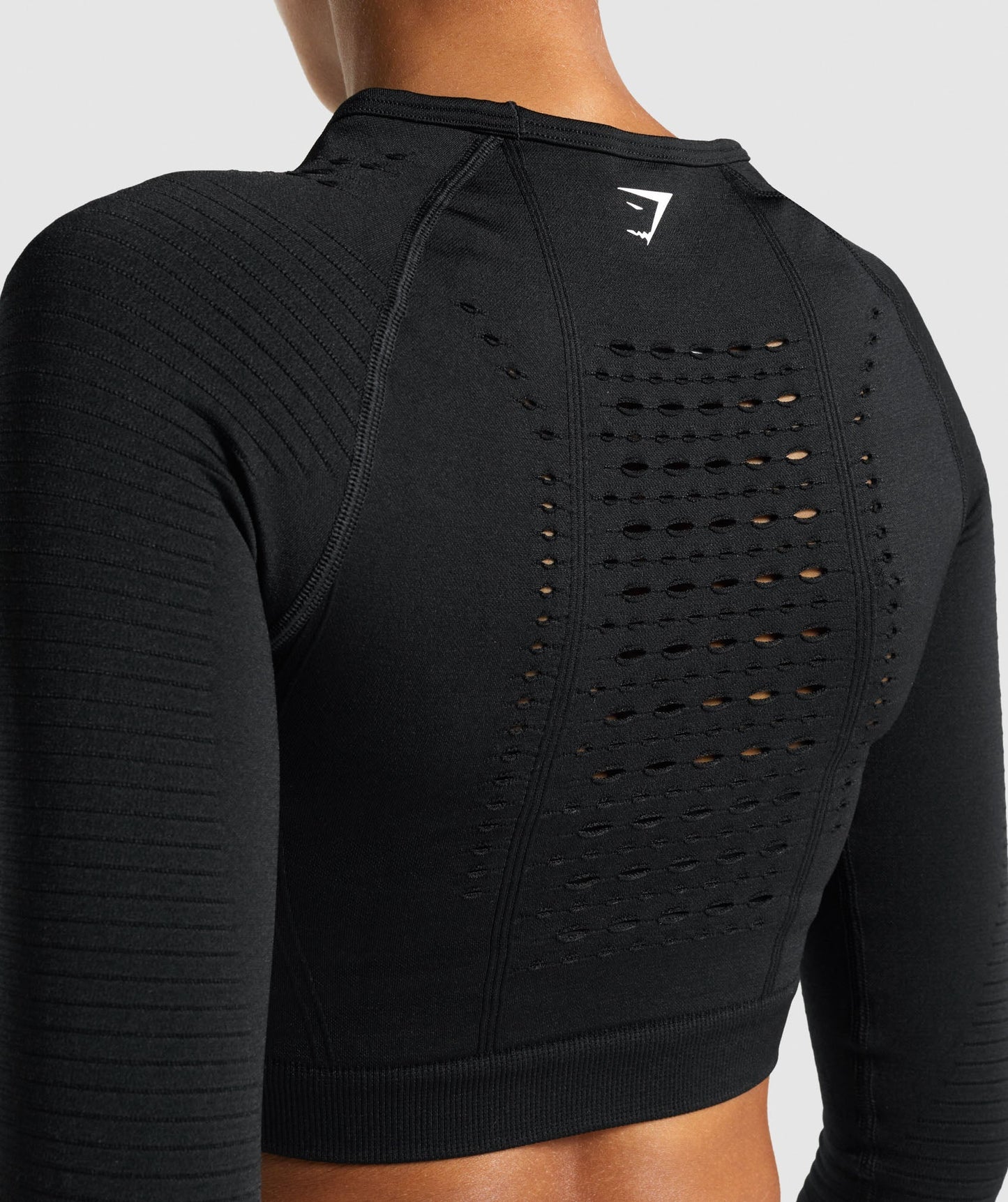 Gymshark Glühen langhärme nahtloses Erntepunkt - schwarz