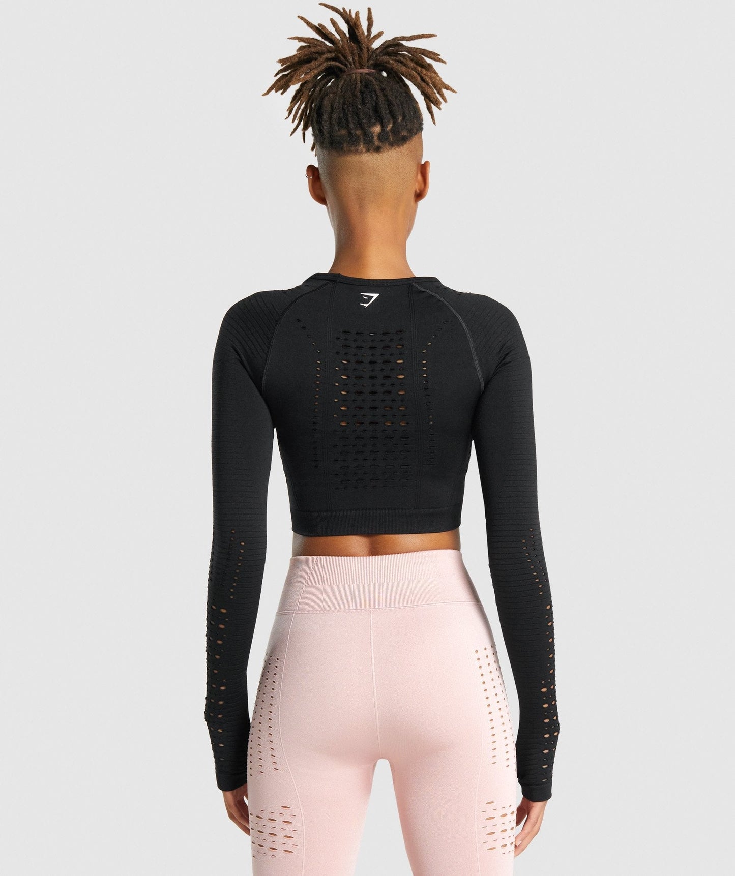 Gymshark Glühen langhärme nahtloses Erntepunkt - schwarz